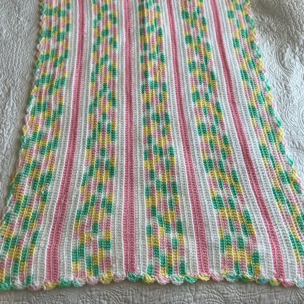 Hand made crochet baby girl blanket